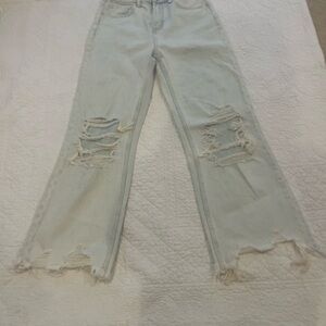 Altar'd State Light Blue Distressed Flare Jeans
